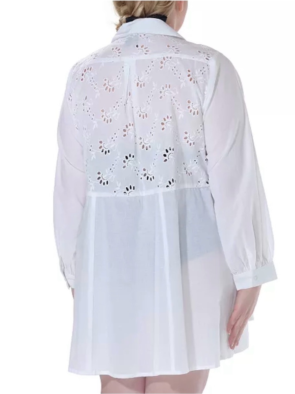 NWT Raviya White Eyelet Button-Front Tunic Shirt Sz 1X - Picture 2 of 2